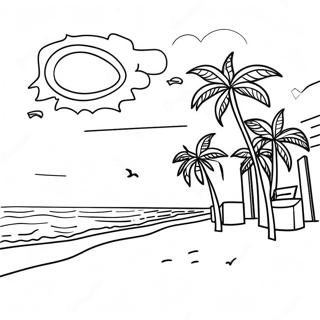 Miami Beach Sunset Coloring Page | Miami coloring page