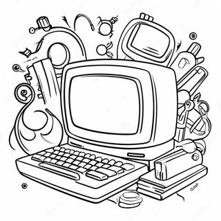 Kindergarten Computer Parts Coloring Pages