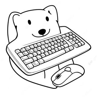 Colorful Keyboard and Mouse Coloring Page | Kindergarten Computer Parts coloring page