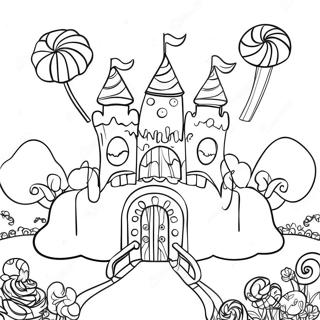 Colorful Candyland Castle Coloring Page | Candyland coloring page