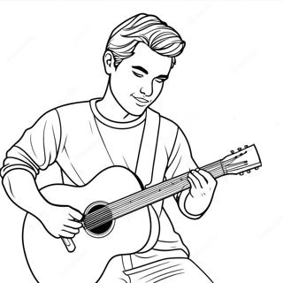 Zach Bryan Playing Guitar Coloring Page | Zach Bryan coloring page