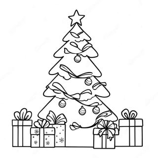 Christmas Preppy Tree Coloring Page | Christmas Preppy coloring page