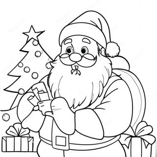 Festive Preppy Santa Coloring Page | Christmas Preppy coloring page