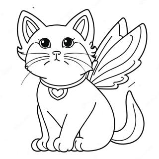 Majestic Cat with Fairy Wings Coloring Page | Cat with Wings coloring page