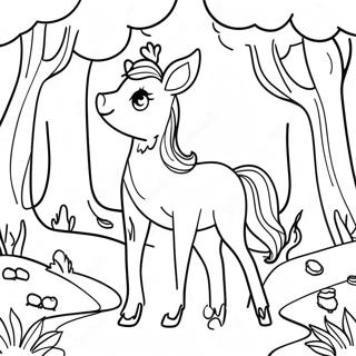 Scene Coloring Page with Enchanted Forest | Scene coloring page
