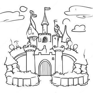 Magical Castle Scene Coloring Page | Scene coloring page