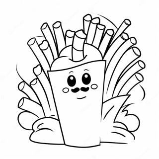 Cute French Fry Character Coloring Page | French Fry coloring page