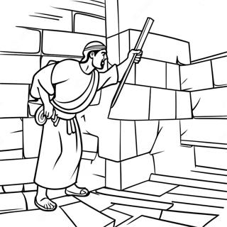 Nehemiah Building the Wall Coloring Page | Nehemiah coloring page