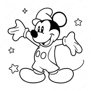 Magical Sorcerer Mickey with Stars Coloring Page | Sorcerer Mickey coloring page