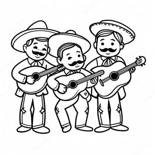 Colorful Mariachi Band Playing Instruments Coloring Page | Mariachi coloring page
