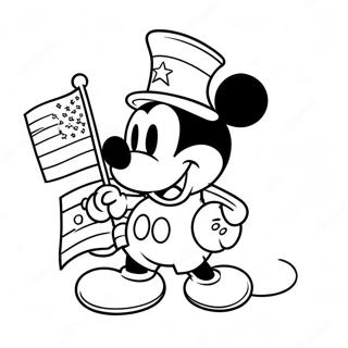 Mickey Mouse i Patriotisk Outfit Farvelægningsside | Disney 4. juli malebog