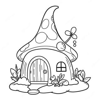 Whimsical Gnome House with Flowers Coloring Page | Gnome House coloring page