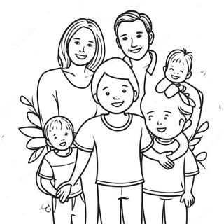 Glad familj på 5 färgläggningssida | Familj på 5 målarbild