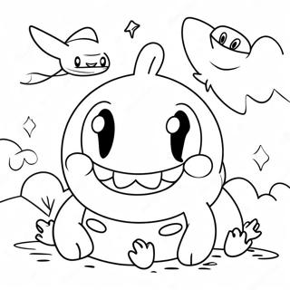 Happy Chain Chomp Playing with Friends Coloring Page | Chain Chomp coloring page