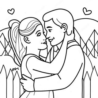 Romantic Engagement Scene Coloring Page | Engagement coloring page