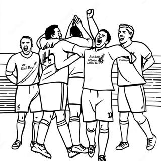 Liverpool Players Celebrating Goal Coloring Page | Liverpool coloring page
