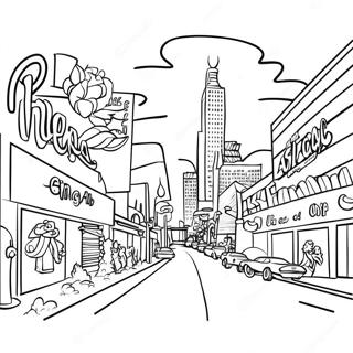Colorful Las Vegas Strip Coloring Page | Nevada coloring page
