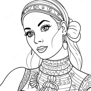 Katy Perry in Colorful Costume Coloring Page | Katy Perry coloring page