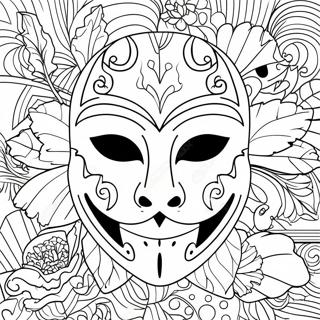 Spooky Halloween Mask Template Coloring Page | Halloween Mask Template coloring page