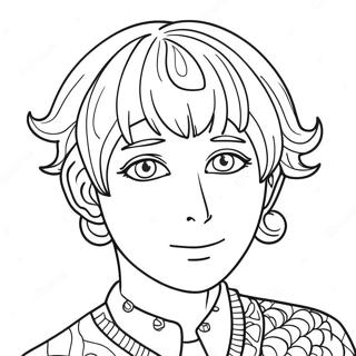 Saiki K with Colorful Hair Coloring Page | Saiki K coloring page