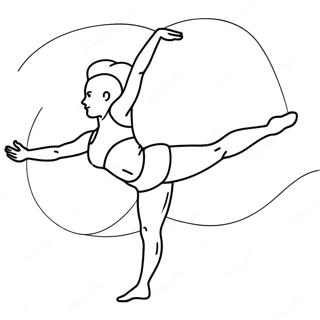 Flexible Gymnast Performing a Split Coloring Page | Gymnastics coloring page