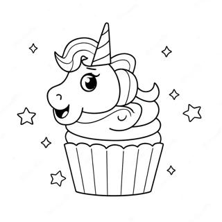 Sparkly Unicorn Cupcake Coloring Page | Unicorn Cupcake coloring page