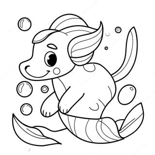Playful Mermaid Dog Underwater Scene Coloring Page | Mermaid Dog coloring page