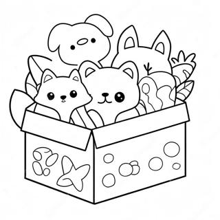 Cute Animal Box Coloring Page | Box coloring page