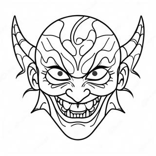 Creepy Demon Face Coloring Page | Demonic Horror coloring page