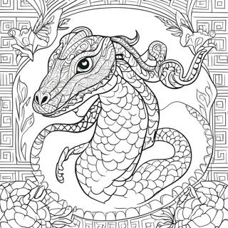 Obanai with Serpent Patterns Coloring Page | Obanai coloring page