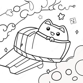 Nyan Cat Flying Through Space Coloring Page | Nyan Cat coloring page