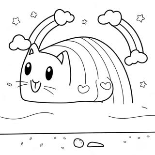 Nyan Cat with Rainbow Trail Coloring Page | Nyan Cat coloring page