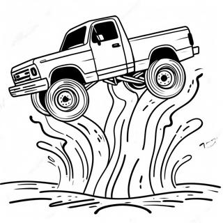Monster Mud Truck Splashing Through Puddles Coloring Page | Mud Truck Off Road coloring page