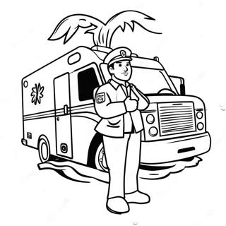 EMT Paramedic in Action Coloring Page | EMT coloring page
