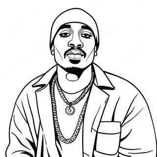 Tupac in a Stylish Outfit Coloring Page | Tupac coloring page