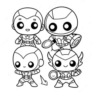 Cute Chibi Avengers Team Coloring Page | Cute Chibi Avengers coloring page