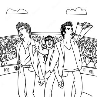 Colorful Jonas Brothers Concert Scene Coloring Page | Jonas Brothers coloring page