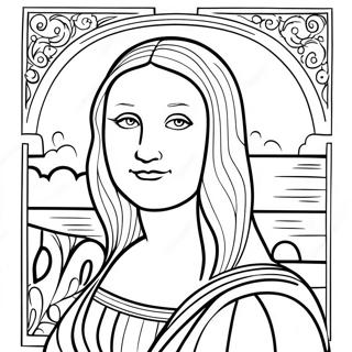 Mona Lisa Classic Portrait Coloring Page | Mona Lisa coloring page