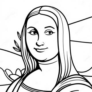 Mona Lisa Smiling Coloring Page | Mona Lisa coloring page