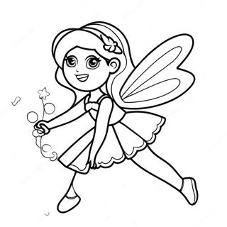 Sparkling Rainbow Fairy in Flight Coloring Page | Rainbow Fairy coloring page