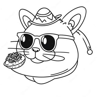 Funny Taco Cat with Sunglasses Coloring Page | Taco Cat coloring page