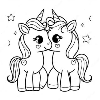 Happy Moody Unicorn Twins Coloring Page | Moody Unicorn Twin coloring page