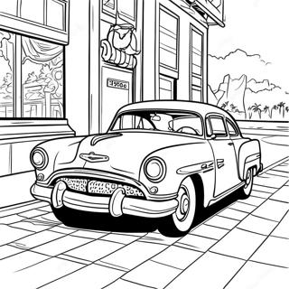 1950's Retro Car Coloring Page | 1950's Retro coloring page