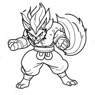Kurama in Battle Pose Coloring Page | Kurama coloring page