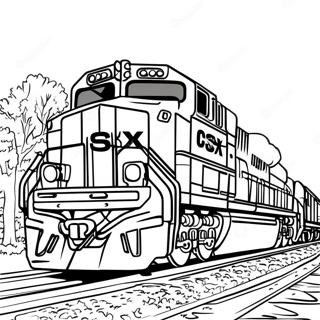 Colorful CSX Freight Train Coloring Page | CSX Train coloring page