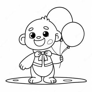 Plim Plim with Colorful Balloons Coloring Page | Plim Plim coloring page