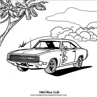 1969 Dodge Charger Classic Muscle Car Coloring Page | 1969 Dodge Charger coloring page