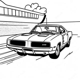 1969 Dodge Charger Racing Action Coloring Page | 1969 Dodge Charger coloring page