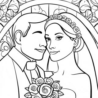 Wedding Day Bride and Groom Coloring Page | Wedding Day Wedding coloring page