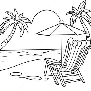Relaxing Tropical Beach Scene Coloring Page | Tropical Beach for Adults coloring page